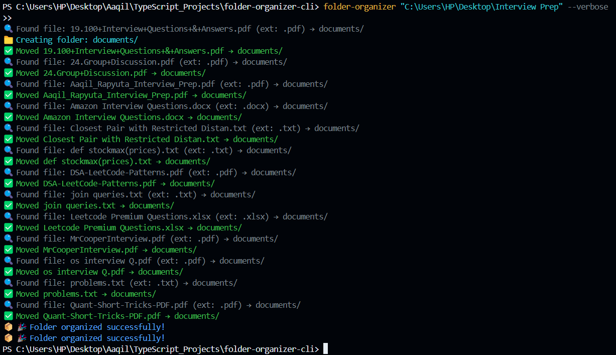 Folder Organizer CLI